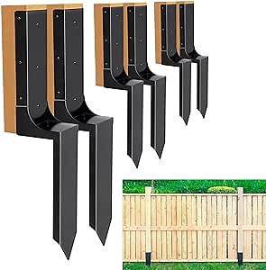 Fence Post Repair Kit, Heavy Duty Metal Fence Posts, Steel Fence Post Stakes Fix Anchor Ground Spike for Repair Fence Brace, Broken Wood Fence Post, 6 Pack