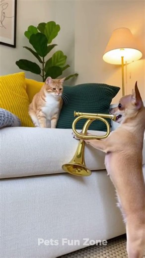 horn prank with cat #catvsdog