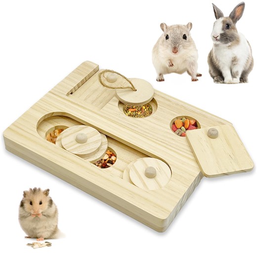 Wooden Educational Foraging Toy Feeding Toys Treat Dispenser Interactive for Rat Gerbil Chinchilla Dwarf Hamster Guinea Pig