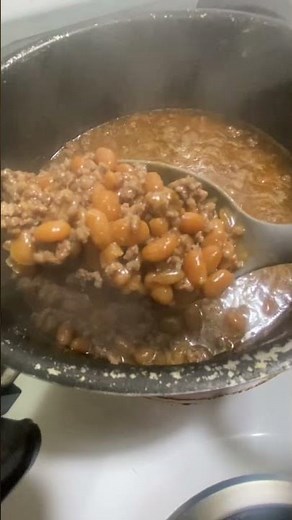 Ground Beef add baked beans over White Rice*||~ Quick Easy Meal