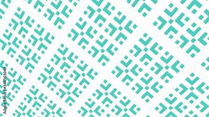 Color pattern with geometric shapes on a minimal black background, horizontally and vertically inclined, initially from the left then moving to the right, composed of geometric shapes.