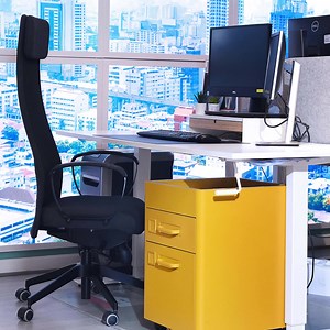 For efficient work-in-office days, it’s important that your employees and you have a comfortable work environment. Our office chairs are functional, ergonomic and made from high-quality, durable materials to support healthier working. For help with planning your dream office, contact IKEA for Business. | IKEA