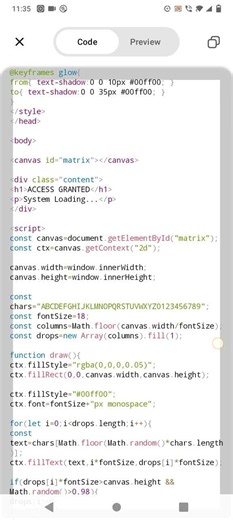 Matrix Style Animation using HTML CSS JavaScript 💚