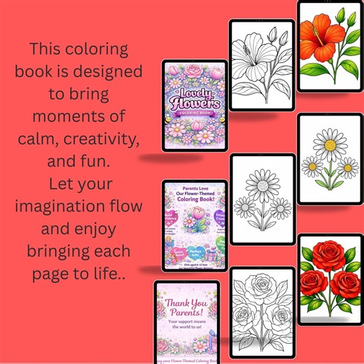 Flowers Coloring Book for Girls 6–12 Printable PDF, Cute Floral Coloring Pages for Kids - Etsy