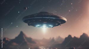 alien space ufo flying saucer spaceship rocket moon planet star cartoon sky