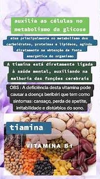 benefícios da VITAMINA B1 (TIAMINA)