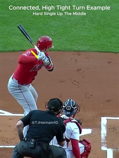 Mike Trout - High Connected Turn Example - Hard Single Up The Middle - Angels vs Red Sox