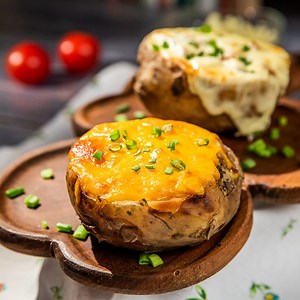 Cheesy Ground Beef Stuffed Potatoes