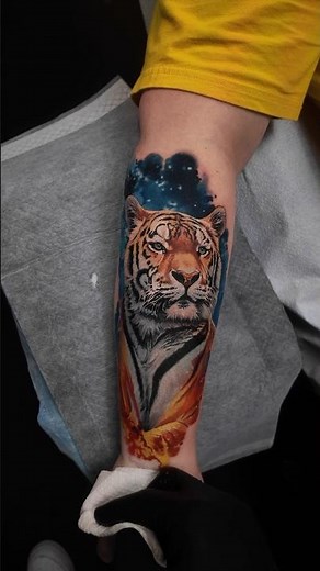 Cosmic realistic tiger tattoo | Levgen tattoo tutorial
