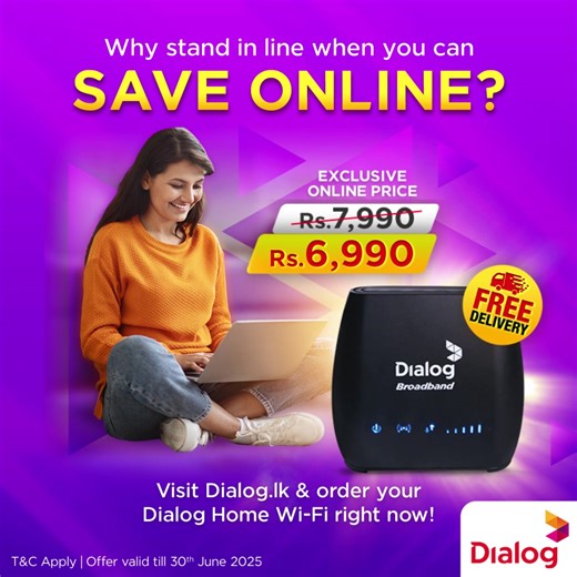 112 reactions · 35 comments | Online Exclusive: Dialog Home Wi-Fi Router for Rs. 6,990  Snag yours at dialog.lk and pocket Rs. 1,000 in savings  available only for a limited time  Offer valid until 30th June. T&Cs apply | Dialog Axiata | Facebook