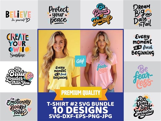 10 T Shirt SVG Bundle, Designs for Cricut & Silhouette, Apparel Cut Files (digital Download) - Etsy
