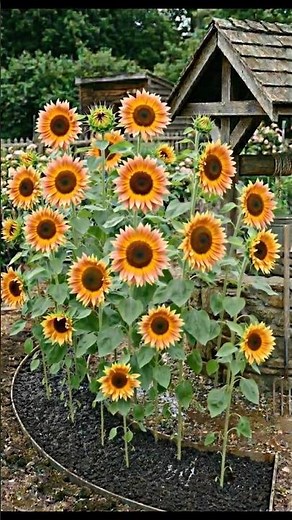 Strawberry Blonde Sunflower Garden Bed 🌻✨| Stunning Backyard Flower Transformation #sunflower