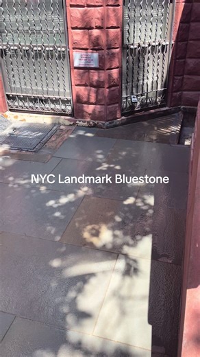 Watch this bluestone come together 👀 Clean cuts. Tight joints. Concrete done right. We installed 2’x3’ bluestone slabs approved by NYC Landmarks (LPC) with a new concrete sidewalk removing DOT violations. We can make small spaces turn into magnificent spaces as well ✨ #nyc #diy #fyp #viraltiktok