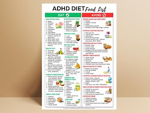 ADHD Diet Food List: Focus & Concentration Guide (PDF Download A4/letter Sizes) - Etsy
