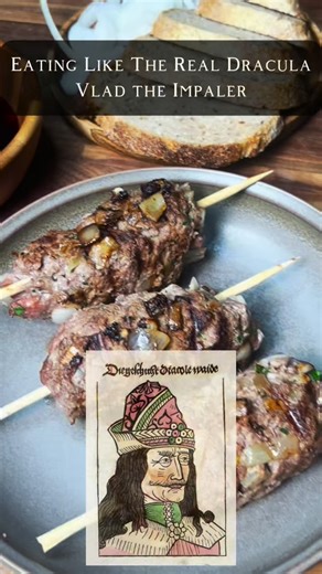 Donnie Dodson on Instagram: "Eating Like Dracula (Vlad the Impaler) As spooky season approaches, Vlad the Impaler has captivated historians and pop culture for centuries, and he was claimed to love impaling for the sport and drinking the blood of his enemies, but was this true or medieval propaganda? Let’s find out with some delicious beef kebabs! #history #recipe #dracula #halloween"