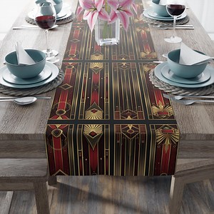 Art Deco Table Runner Vintage Style Table Cloth Art Nouveau Housewarming Gift Unique Home Decor Gift for Architects Mid Century Modern Decor - Etsy
