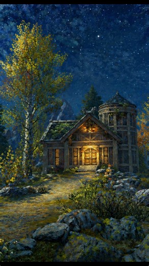Silent Night in Skyrim | Calm Ambient Music & Starry Sky (4-Min Relaxing Video)