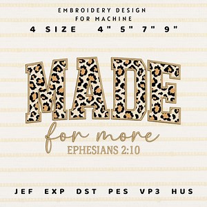 Made for More Applique Embroidery Designs, Christian Ephesians 2:10 Design Satin Stitch Designs Embroidery, Trendy Embroidery - Etsy