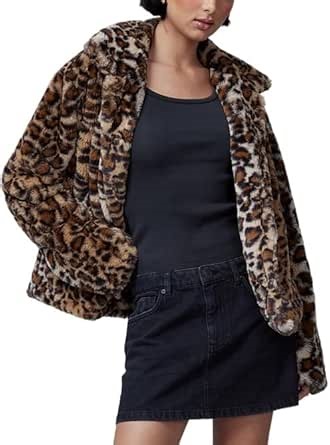 Amazon.com: UEHCNFU Women's Leopard Faux Fur Coat Warm Winter Fleece Jackets Oversized Outwear Long Cardigan Jacket Fuzzy Autumn Overcoat (Leopard,Small) : ביגוד, נעליים ותכשיטים