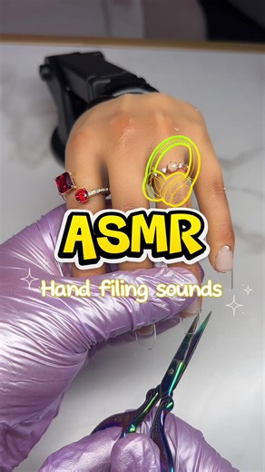 ASMR hand filing sounds 💅🏼😌🎧 filing the nails into an almond shape. #nailfiling #handfiling #nailtechs #nailsupplies #tiktokshop