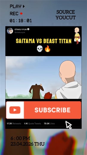 Saitama vs beast titan 💀🔥 #saitama #vs #beasttitan #opm #aot #anime #shorts