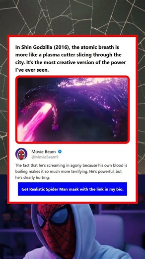 In Shin Godzilla 2016 the atomic breath is more like a plasma cutter slicing through the city Its th