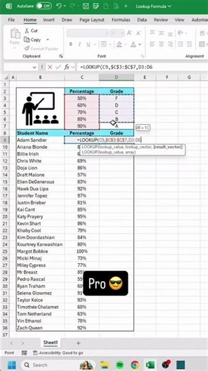 Excel LOOKUP Trick 🔍 | Grade Calculation Made Easy 🔥