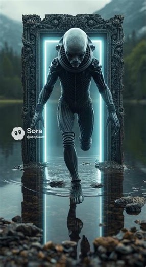 AN ALIEN EMERGED FROM THE PORTAL 👽 #UtopiaArt #sora2