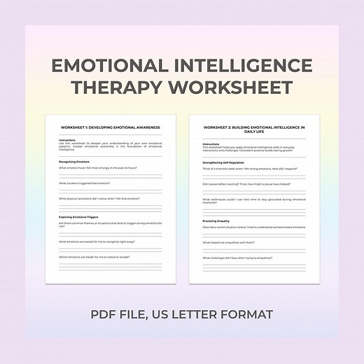 Emotional Intelligence Worksheets, Self-awareness, Emotional Regulation, Relationship Skills, Empathy Development, Communication Skills - Etsy