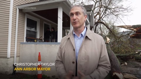 Severe storms race through Michigan, damaging a pair of ice arenas and other structures