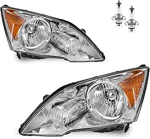 Headlights Assembly W/Bilbs for 2007-2011 HONDA CR-V EX, EX-L, LX, SE [4-Door Sport Utility] Headlamp Replacement, Driver & Passenger Side