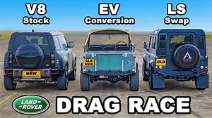 Land Rover Defender Drag Race Pits V8 Against EV And LS Swap