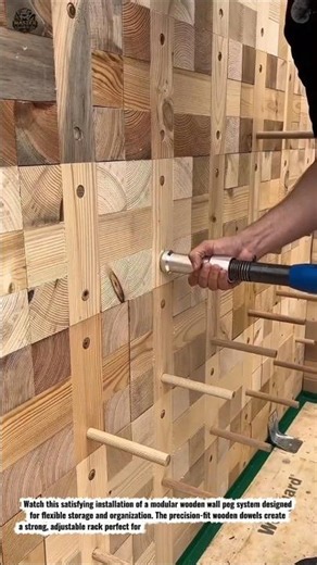 Amazing Wooden Wall Peg System Installation | Smart Modular Storage Solution #Shorts