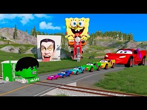 Flatbed Trailer Truck Potholes Transport Car Portal Trap Rescue - Cars vs Speed Bumps - BeamNG.drive