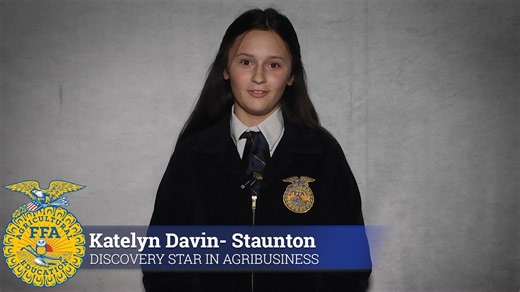 Congratulations to Katie Davin from the Staunton FFA Chapter for being the 2025 State Discovery Star in Agribusiness. Agricultural Proficiency Awards honor FFA members who, through Supervised Agricultural Experiences, have developed specialized skills that they can apply toward their future careers. Investing just $7 per month can guarantee a hardworking FFA member and their chapter a State-Shaped Supervised Agricultural Experience (SAE) Winning plaque that will proudly hang on their wall for ye