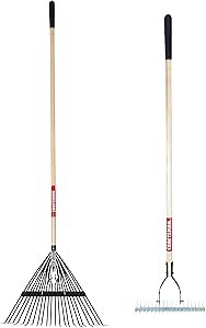 CRAFTSMAN 2-Piece Raking Set with Lawn & Thatching Rakes, Wood Handles with Cushion Grips, for Leaves, Dethatching, Dead Grass, Cultivating