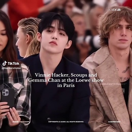 Loewe Fashion Show in Paris with Vinnie Hacker, Scoups, and Gemma Chan