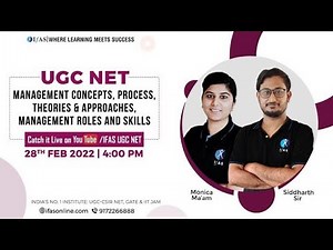UGC NET | Management Concept, Process, Theories & Approaches, Management Roles and Skills | IFAS