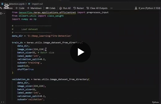#deeplearning #computervision #tensorflow #ai #firedetection #opencv #machinelearning #python #innovation #techcommunity | Aleem Amjad