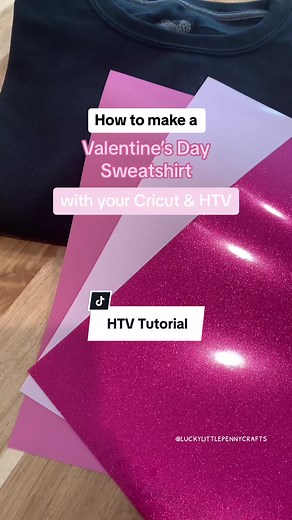Cricut Valentine’s Day project: HTV sweatshirt for mama 💕 #cricuttutorial #cricutbeginnertips #heattransfervinyltutorial #valentinesdaycrafts #valentinesdaydiy #glitterhtv