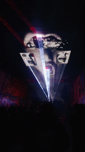 Spencer Sterling on Instagram: "Clip of @scary_____scary performing on vinyl at our last @palaciopalace tunnel show. Stay tuned for info on our next renegade... and our Espectral show on Nov 29th Visuals generated in real time with #streamdiffusion and traced with #lasers in #touchdesigner with added fx from #notchvfx. Everything is controlled with #ableton via the #abletonpush2"