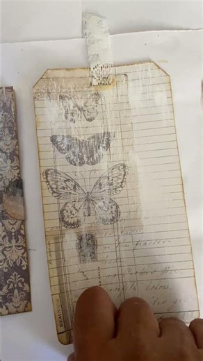 Journal cards and tag with dry brush and smear technique inspired by Kathleen Mower