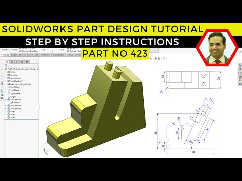 SolidWorks Tutorial: Mechanical Mounting Bracket with Fillets | Step-by-Step CAD Guide | Part No 423