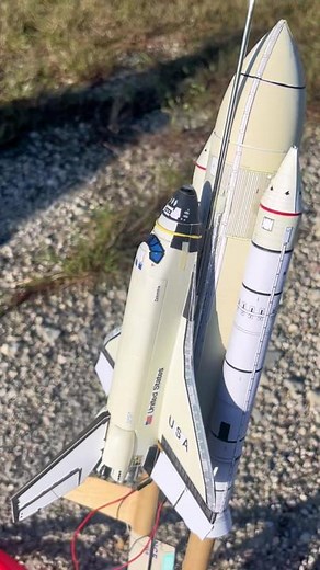 We hope you enjoy this STS-1 (Space Transportation System-1), the first orbital spaceflight of NASA's Space Shuttle program, launch made of an original Estes rocket model, paper and balsa wood! This first orbiter, Columbia, launched on April 12, 1981, and returned on April 14, 1981, 54.5 hours later, having orbited the Earth 36 times. Columbia carried a crew of two; mission commander John W. Young and pilot Robert L. Crippen. This launch was made from an original Estes Rockets model kit of the S