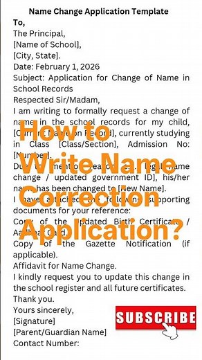 How to Write Application for Name Change in School | Name Correction Application Format ✍️