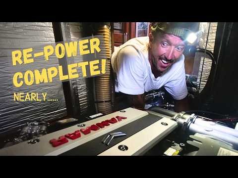 BOAT WORK DONE! Our NEW ENGINE IS IN! | How important is Engine Alignment? Ep 440