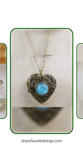 Aqua Glass Opal Music Box Locket