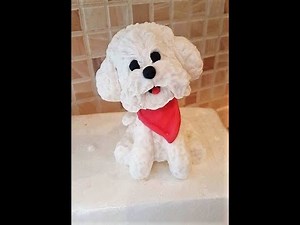 How to make a Birthday Cake Fondant Bichon Dog Topper Part 2 of 3