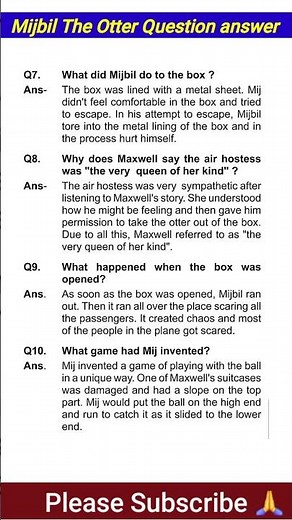 Mijbil The Otter | First Flight English | question answer | Class 10 #shorts #English