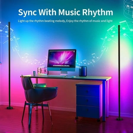 Pompotops RGB LED Floor Lamp 1.2m Corner Floor Lamp 1.6 Billion DIY Color and Music Synchronized Smart Modern Floor Lamp Ambient Color-changing Floor Lamp For Living,Clearance Deals - Walmart.ca